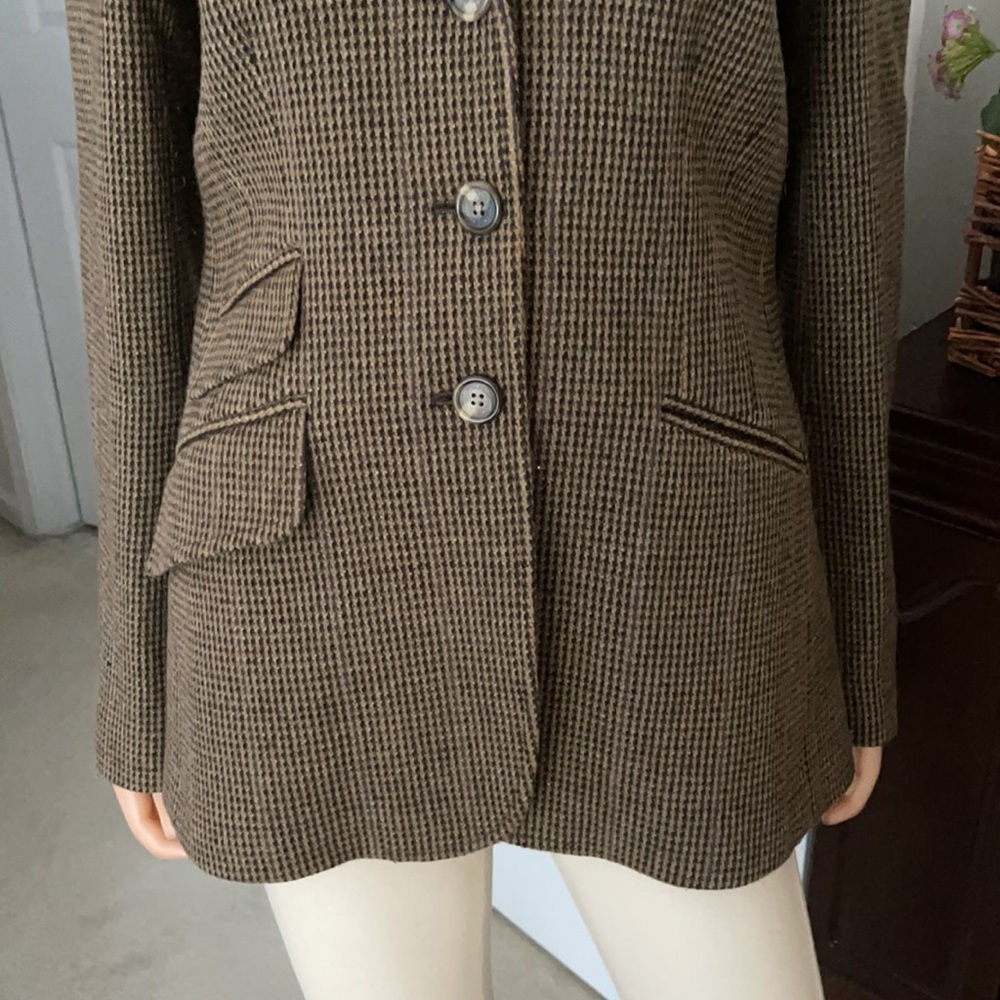 Lauren Ralph Lauren Equestrian Houndstooth Wool Blazer Size 10 - Picture 5 of 14